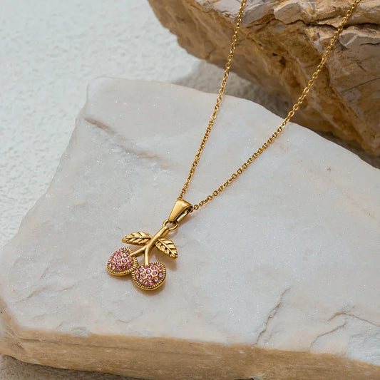 Cherry golden necklace💧