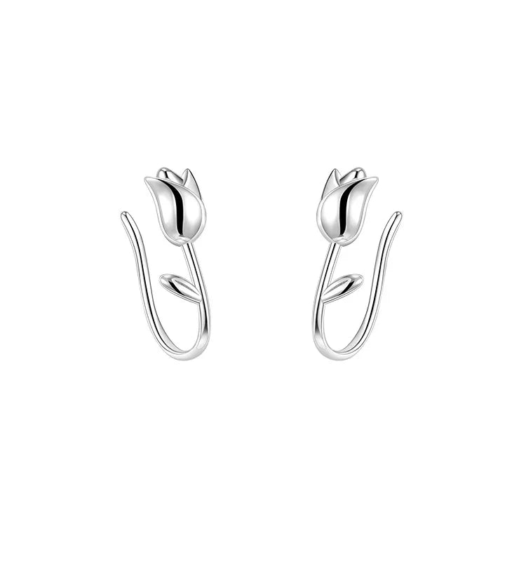 Tulip silver earrings