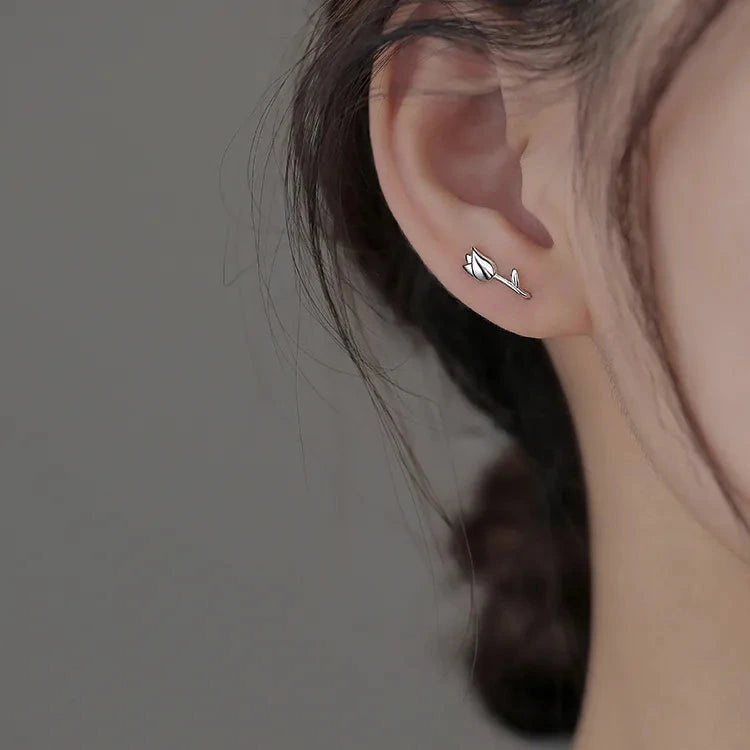Tulip silver earrings