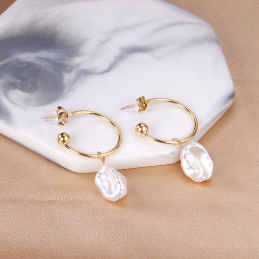 Semi-circle pearl shaped earrings
