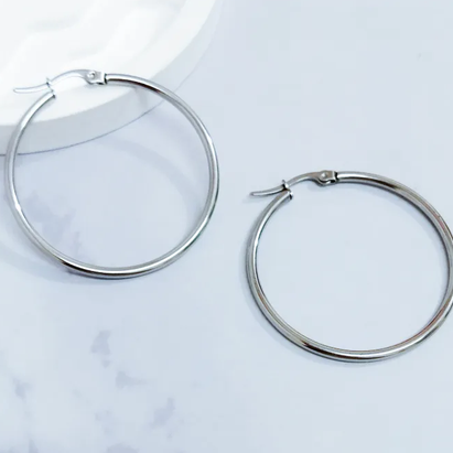 Argollas Básicas Plateado 60mm