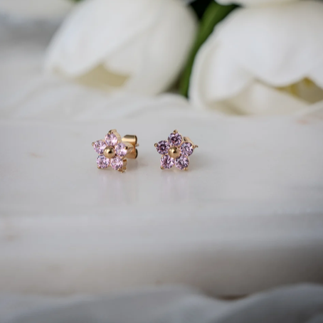 Aretes Pink Flowers
