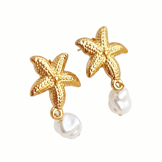 Starfish pearl earrings
